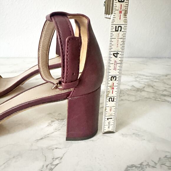 Tory Burch Cecile Maroon Leather Ankle Strap‎ Block Heel Sandals women’s size 11 - Picture 12 of 14